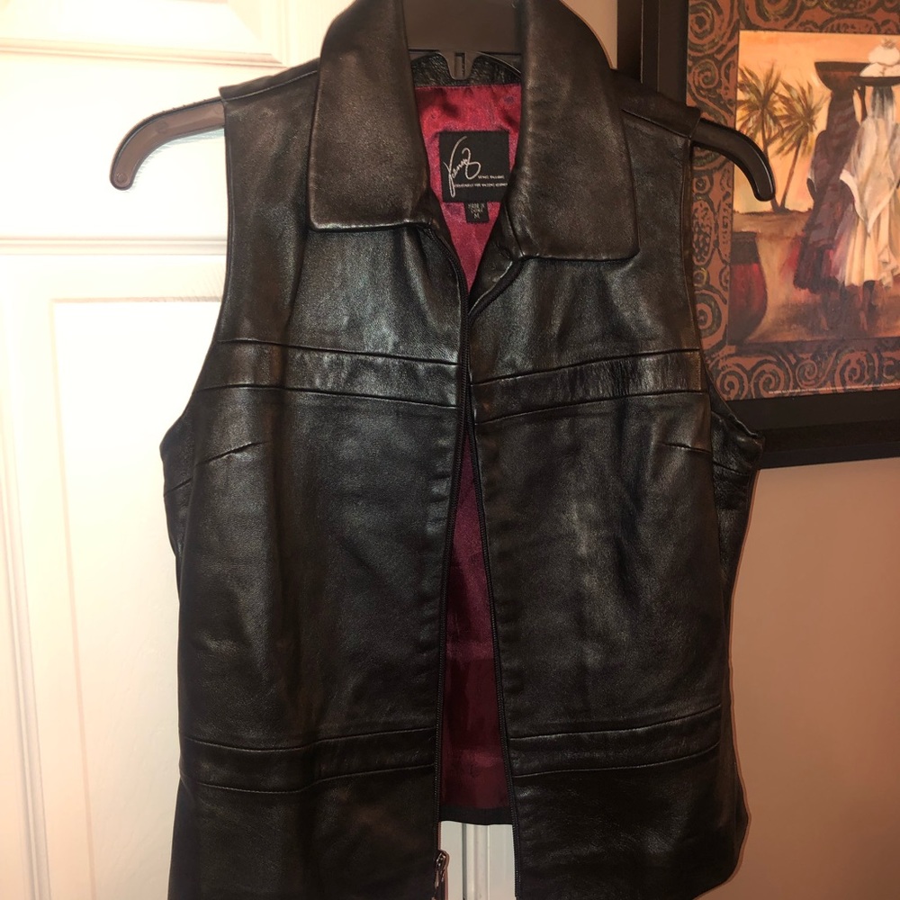 Genuine black leather vest